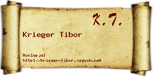 Krieger Tibor névjegykártya